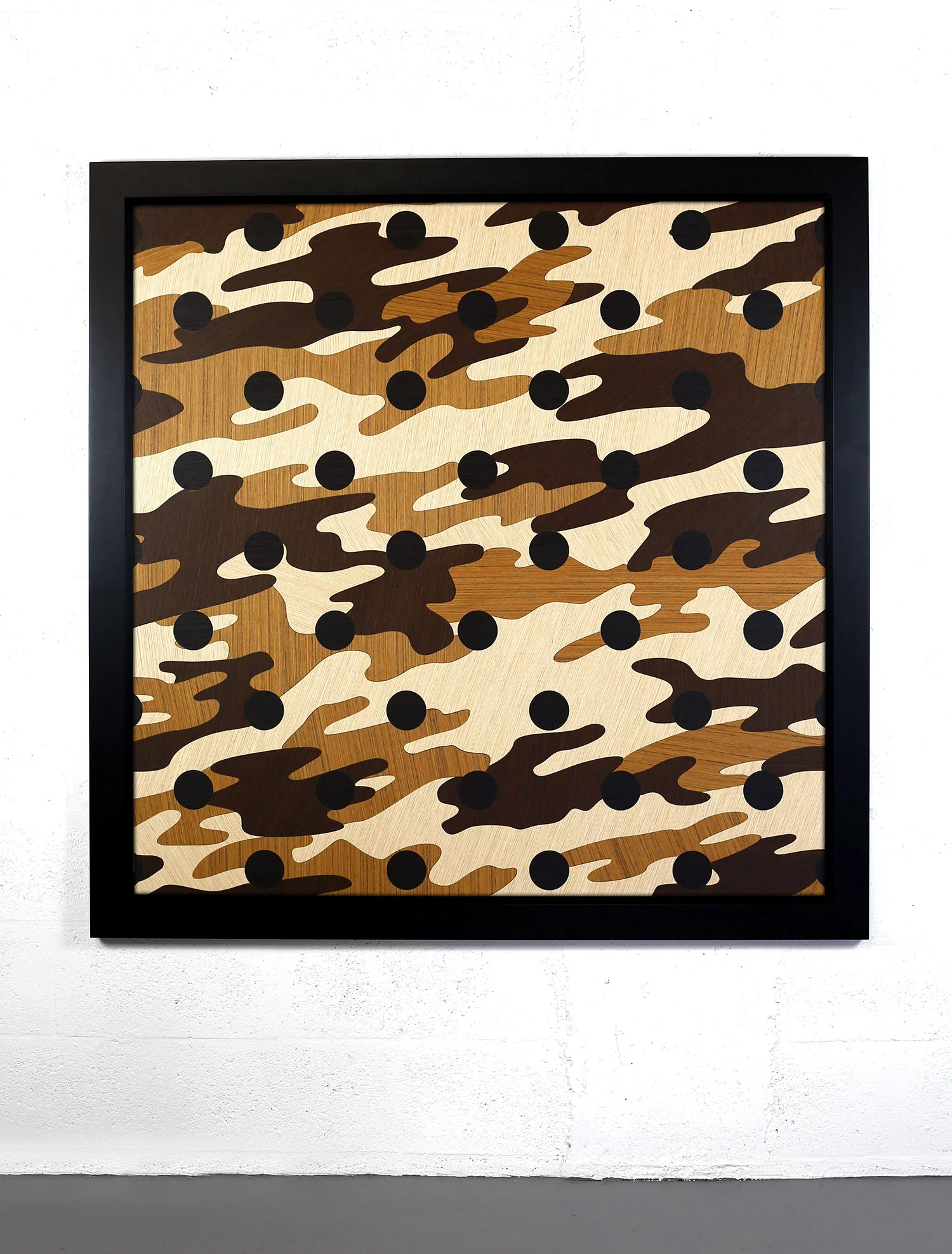 Check Your Six , 2015, White Oak, Black Oak, Teak and Wenge 48” x 48”