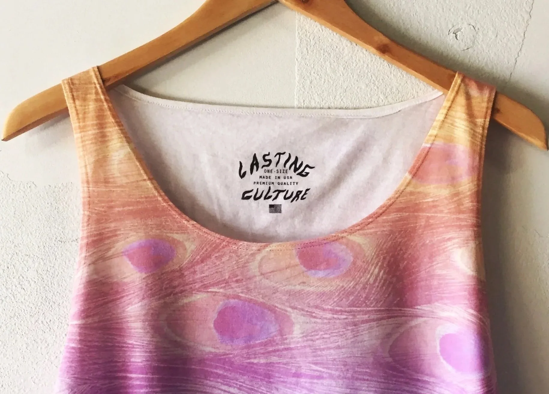 Custom one-color screen printed inside neck tag for a private label clothing brand.
