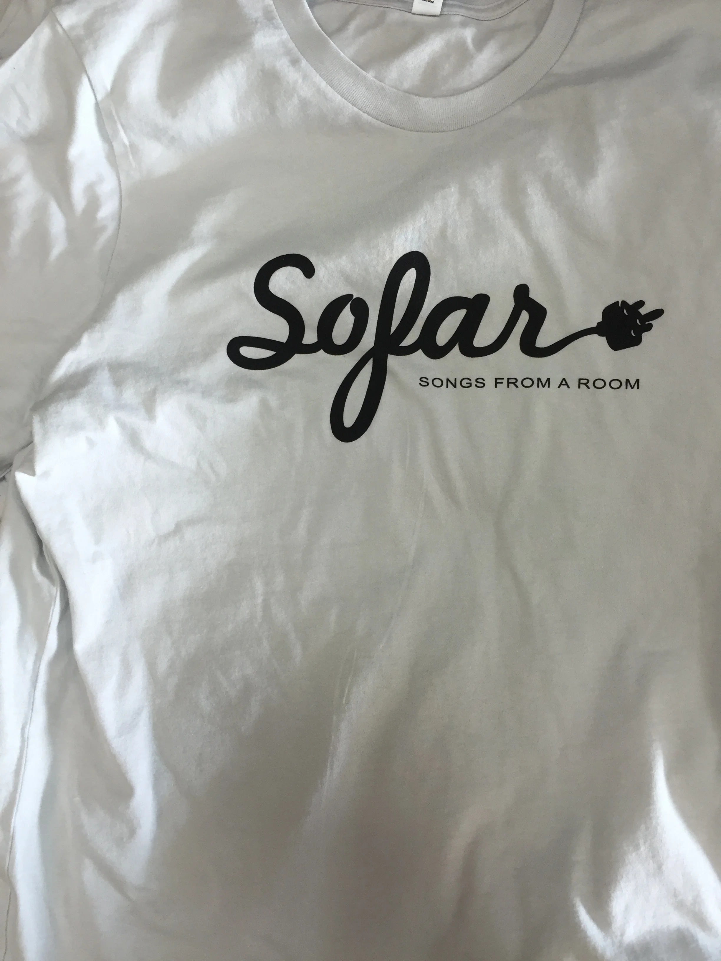 Custom screen printed event apparel and staff t-shirts produced for Sofar Sounds in Austin, TX.
