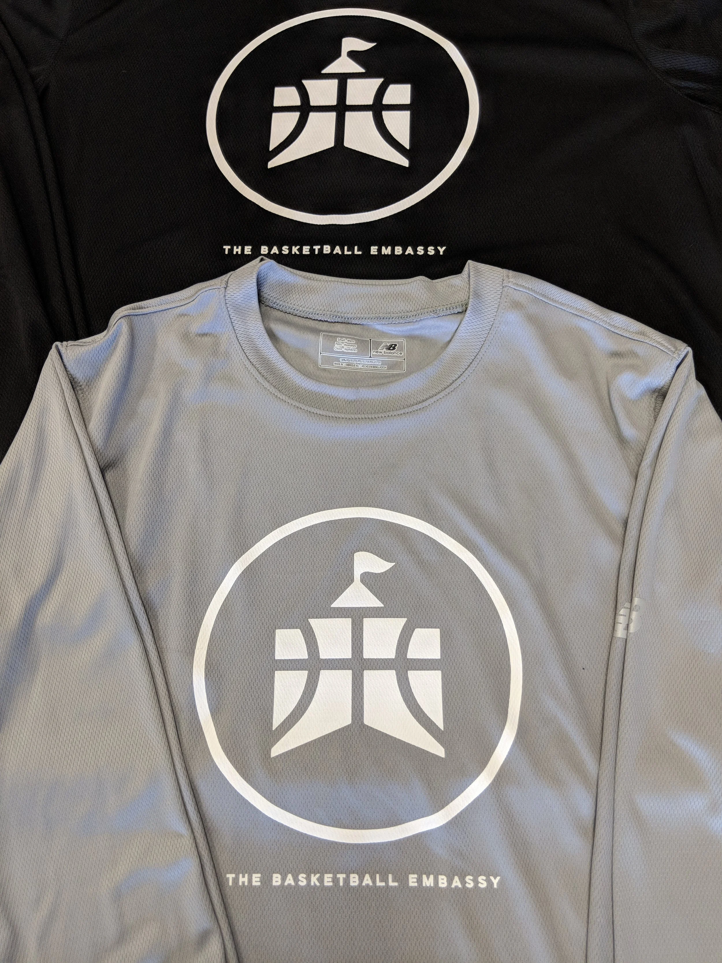 Soft-hand custom screen printed promotional apparel manufactured for The Basketball Embassy.