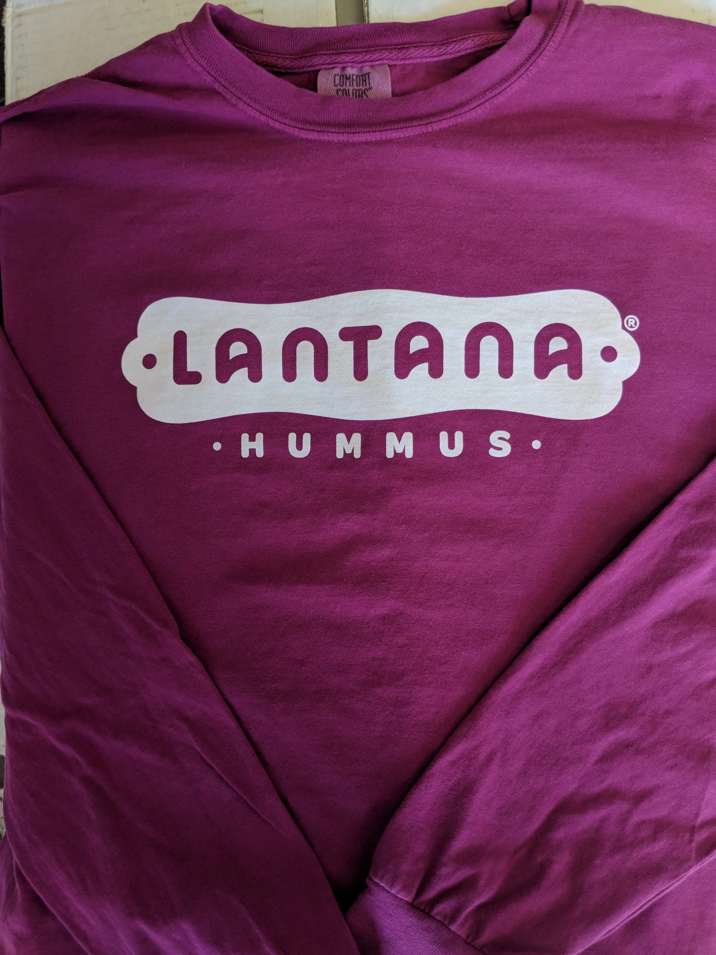 Custom screen printed promotional apparel and brand merchandise produced for Lantana Hummus.
