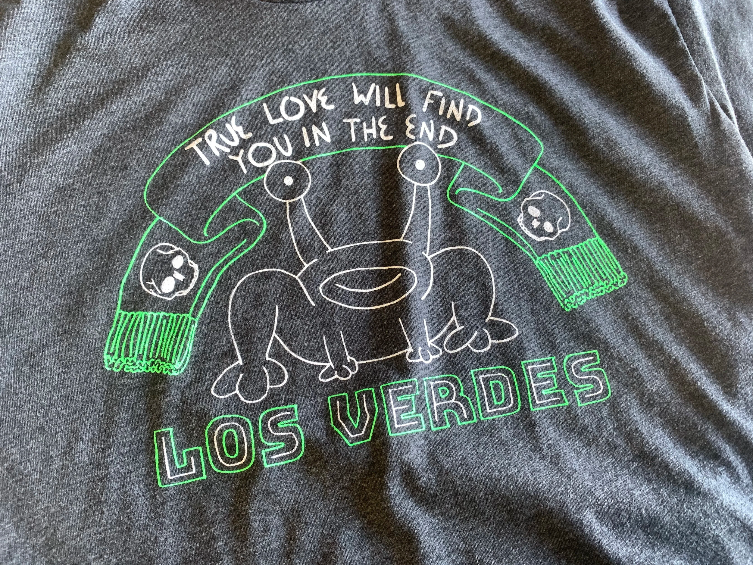 Custom screen printed fan club merchandise produced for the Los Verdes group in Austin, TX.