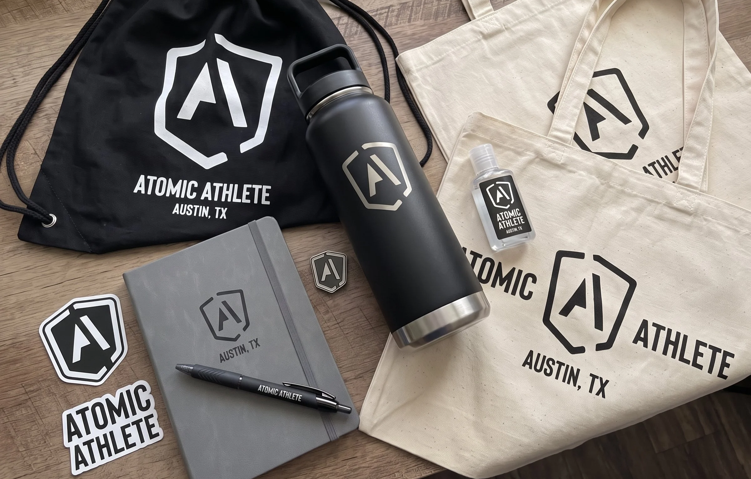 Assorted custom promotional products and corporate company swag items