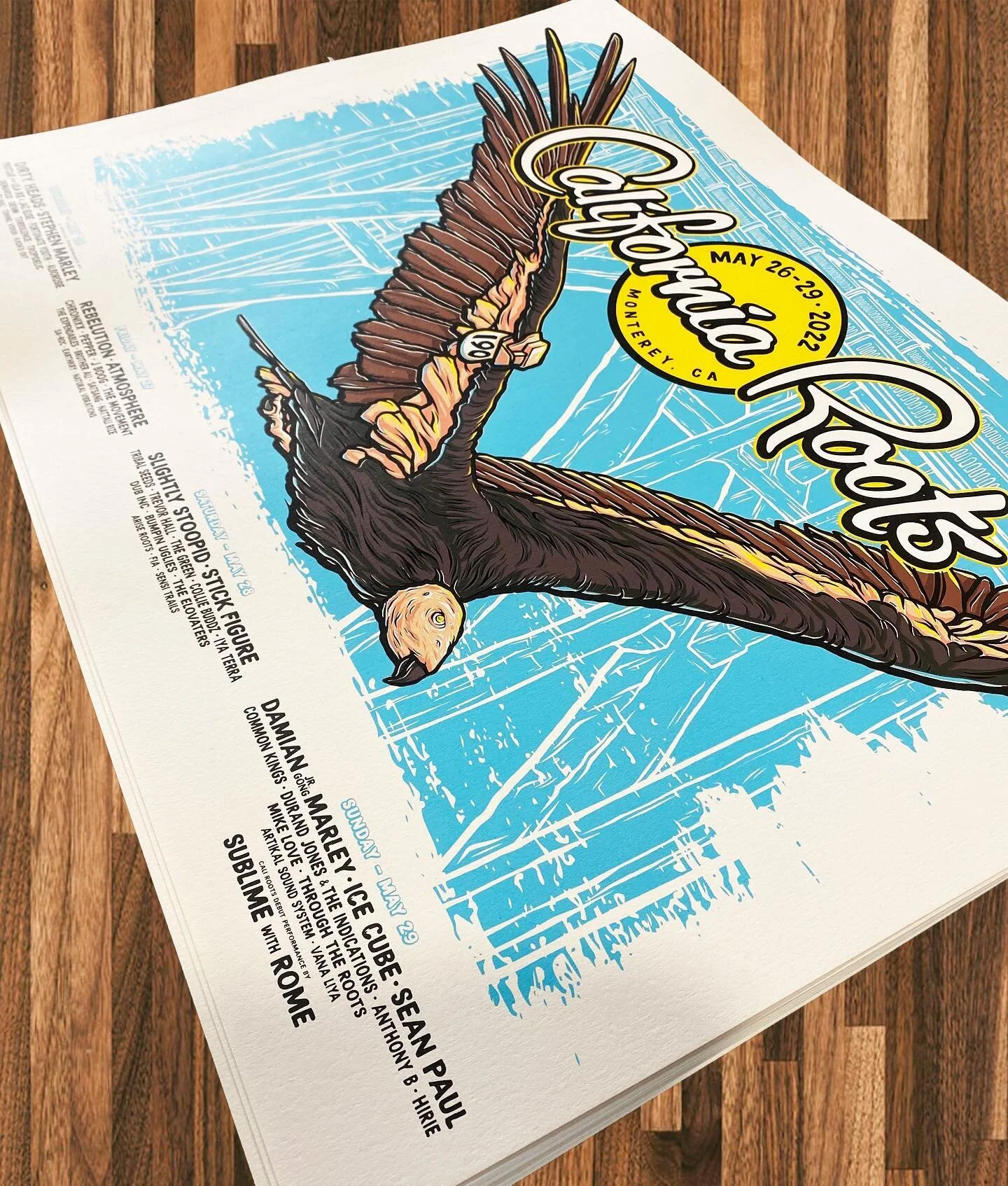 Yeeee boi! Here is another 200 edition poster we printed for @calirootsfest stoked to do work for this entertainment group! 9 color screenprint on 160lbs paper. 18in x 24in art by @sloganart.
#concertposters #screenprinting