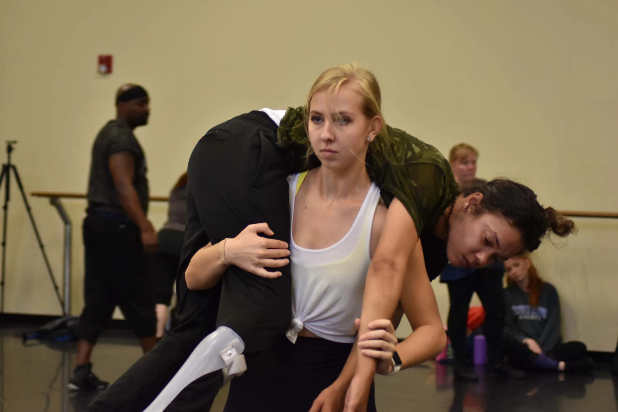 Army Veteran Kay Thornhill and Tampa Civilian dancer Samantha Kedziora during the June DIAVOLO Veterans Project Residency.