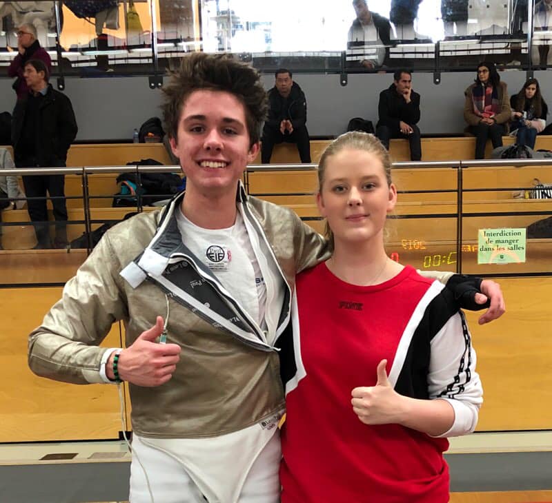 Pictured: Peter Hammer and Sophie Cannon attending their first Cadet International tournament in France