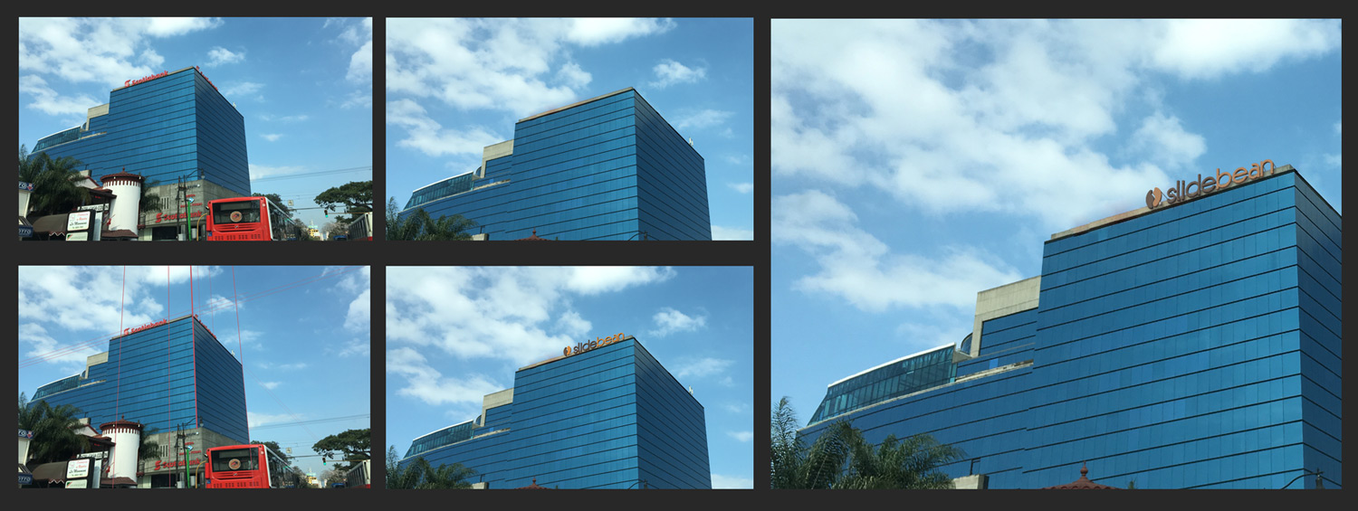 Proceso de Photoshop para reemplazar el rótulo de Scotiabank .
