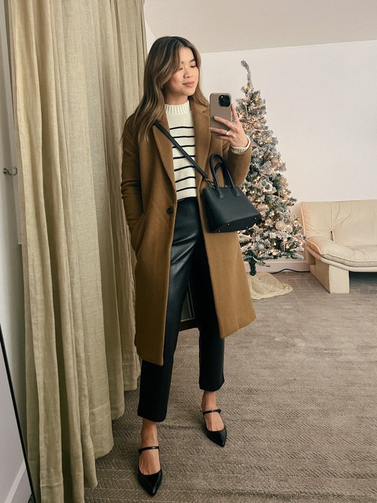 Black Leather Pants Winter Outfit Idea