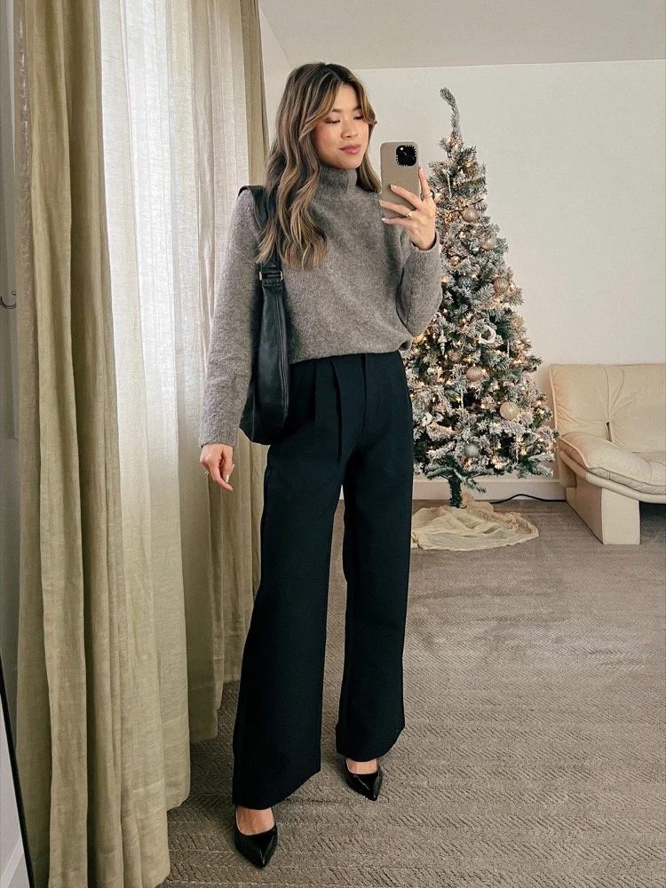 Black Tailored Trouser Pants Outfit Idea
