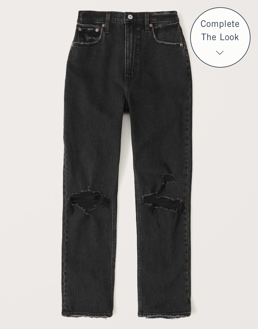 Abercrombie Ultra High Rise Ankle Straight Jean Black