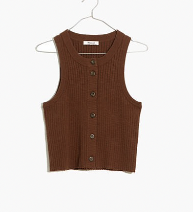 Kendale Button-Front Crop Sweater Tank