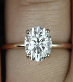 RosadosBox 2ct Dakota 9x7mm 14kt Gold Moissanite 4 Prong Dainty Minimalist Oval Engagement Ring