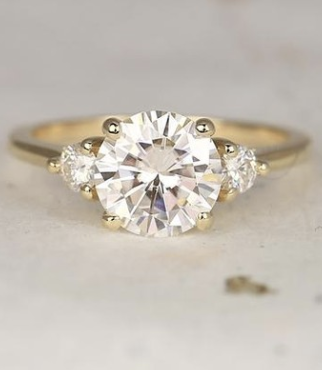 RosadosBox 2ct Colette 8mm 14kt Solid Gold Forever One Moissanite