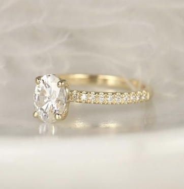 RosadosBox 1.50cts Yulia 8x6mm 14kt Gold Forever One Moissanite Diamond