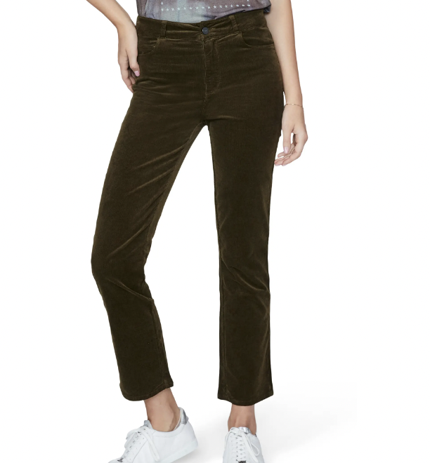 PAIGE CINDY HIGH WAIST CORDUROY STRAIGHT LEG PANTS