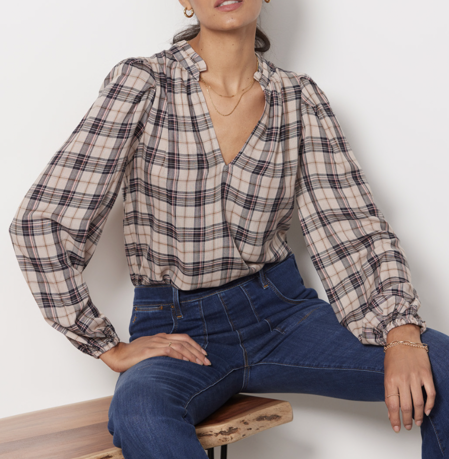 Evereve Skylar Plaid Blouse
