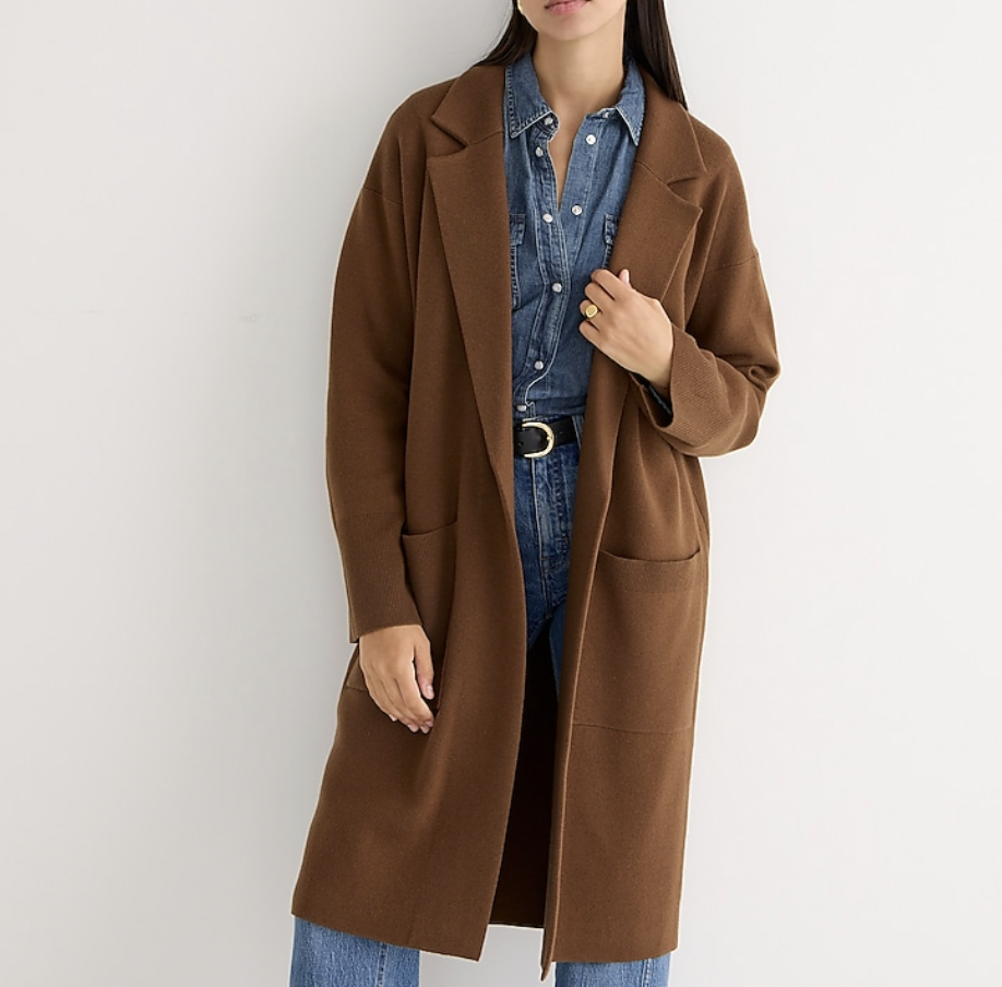 J.Crew Ella open-front long sweater-blazer