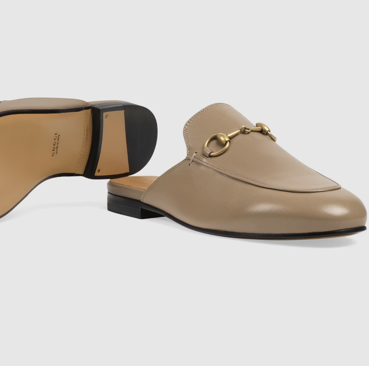 Gucci Princetown Leather Mules Brown Leather
