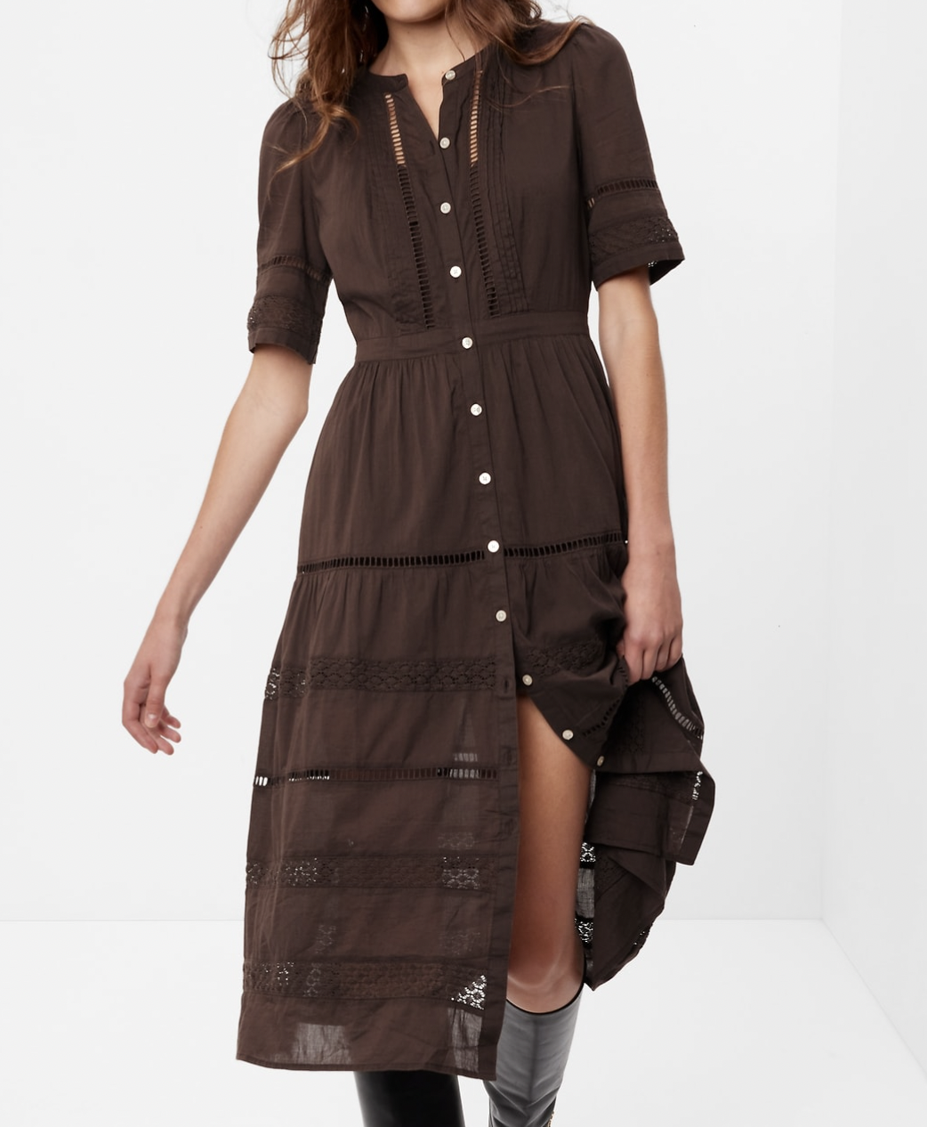 GAP Lace Button-Front Midi Dress