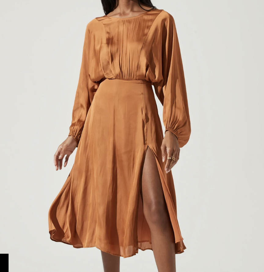  MARIN DOLMAN SLEEVE MIDI DRESS - AMBER 