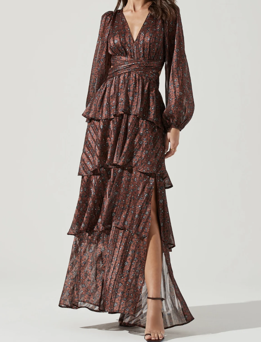 ASTR ANORA FLORAL TIERED MAXI DRESS