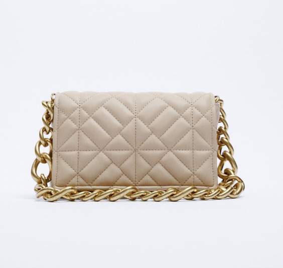 Zara QUILTED CHAIN STRAP SHOULDER BAG