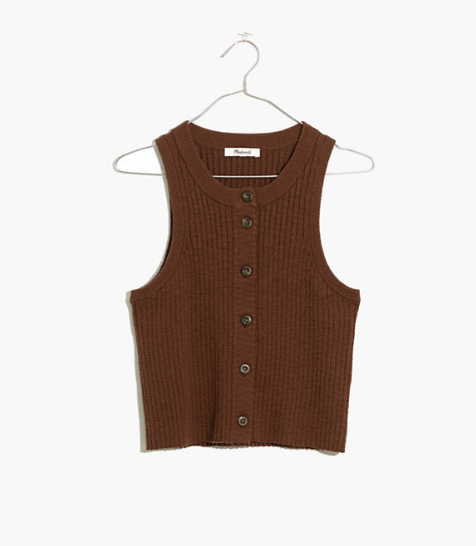 Madewell Kendale Button-Front Crop Sweater Tank