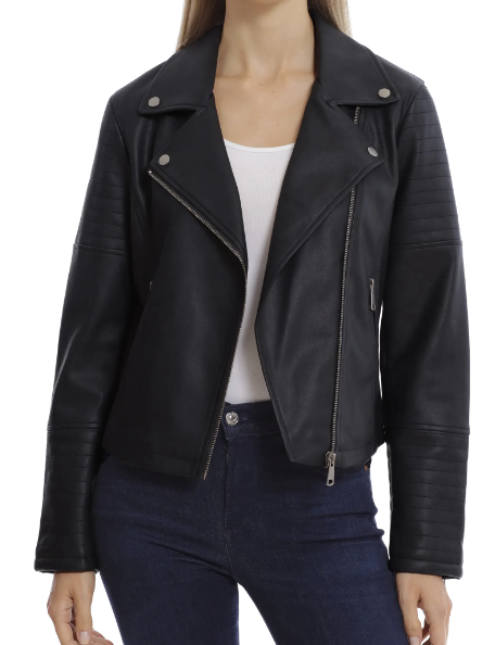 Avec Les Filles Faux Leather Crop Moto Jacket
