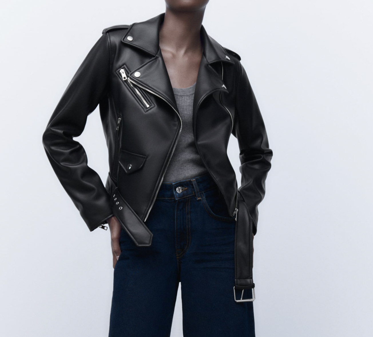 Zara Faux Leather Jacket black 