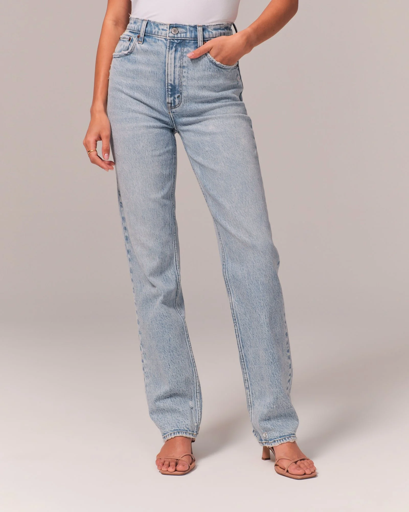 Abercrombie and Fitch Ultra High Rise 90s Straight Jean in light wash