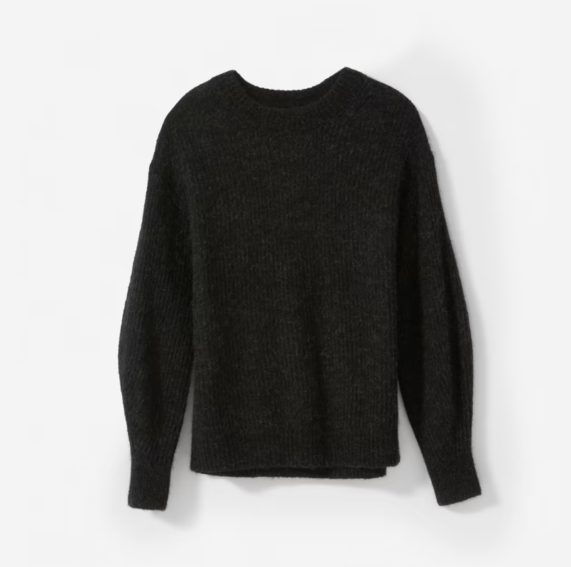 Everlane The Oversized Alpaca Crew in heathered black