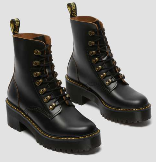 Dr Martens LEONA WOMEN'S VINTAGE SMOOTH LEATHER HEELED BOOTS