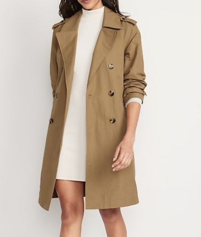 Old Navy Water-Resistant Tie-Belt Trench Coat for Women