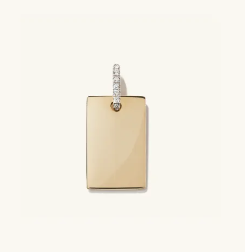 Mejuri Pavé Diamond Bail Large Tag Charm Pendant