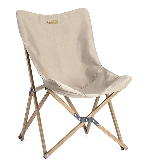 Naturehike Outdoor Furniture Camping Wood Grain Aluminum Folding Moon Chair (Khaki)