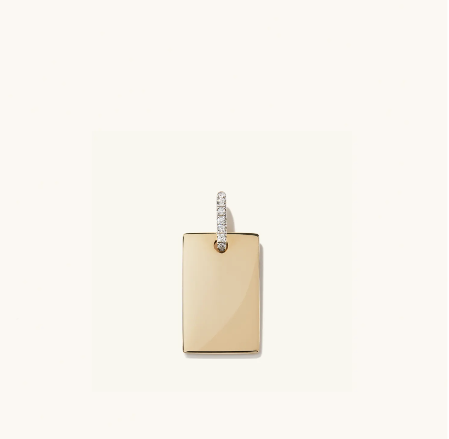 Mejuri Pavé Diamond Bail Large Tag Charm Pendant 