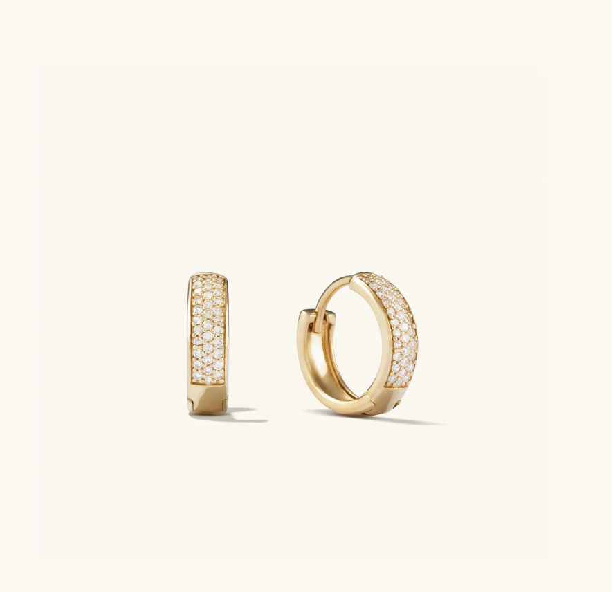 Mejuri Pavé Diamond Bold Huggie Hoops