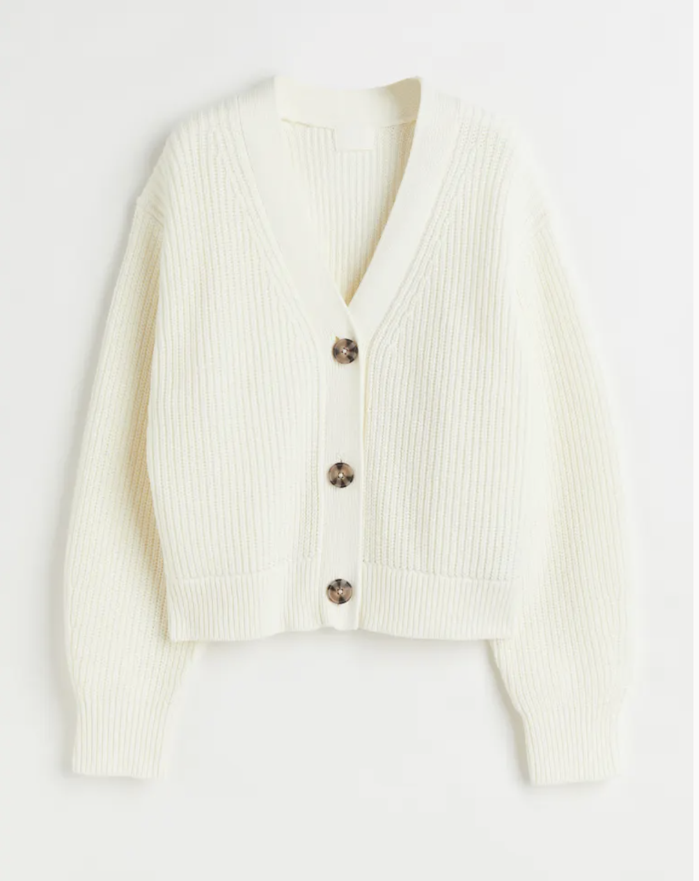 H&amp;M Rib-Knit Cardigan in White