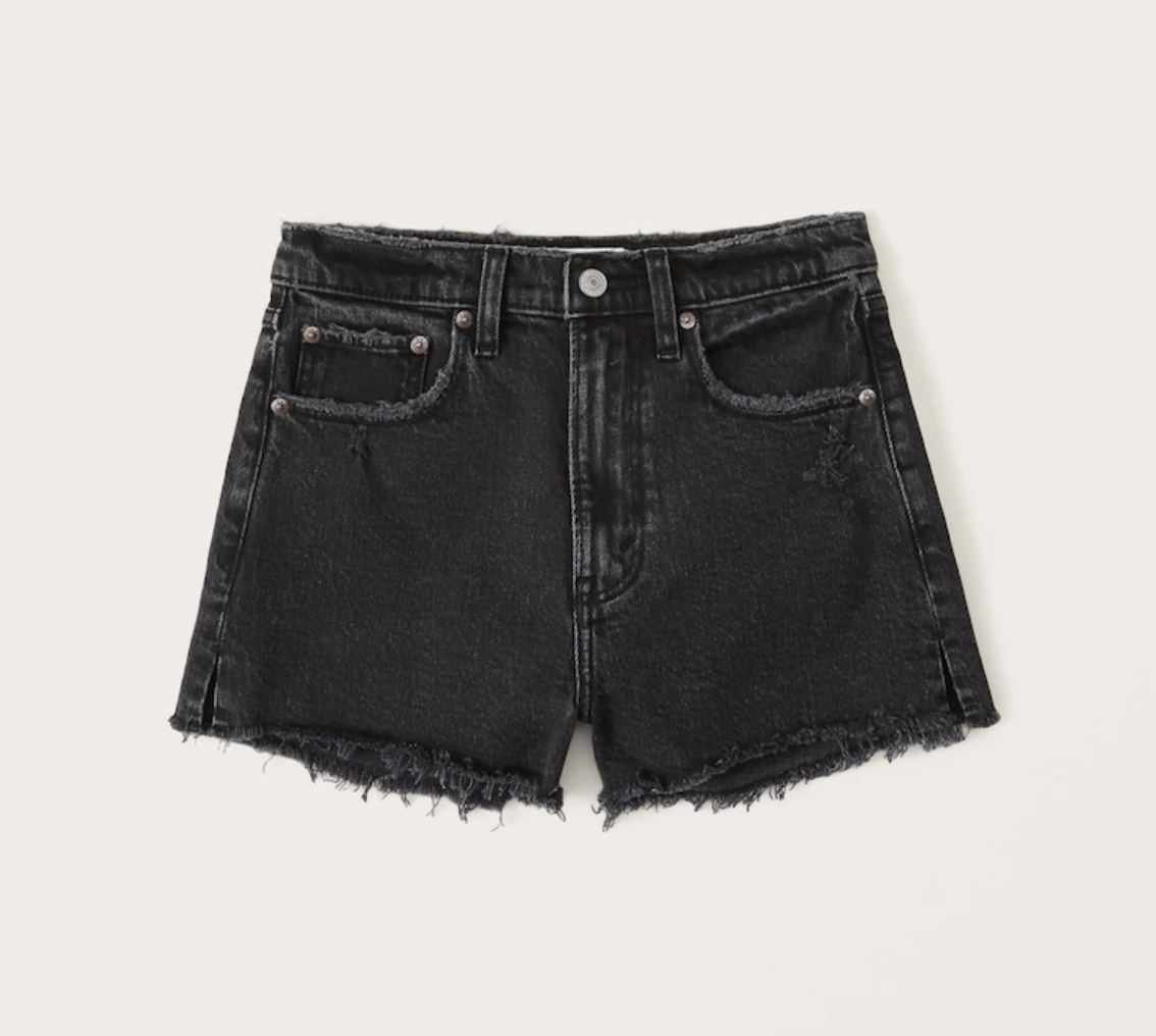 Abercrombie High Rise Mom Shorts in Black