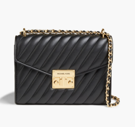 Michael Kors Quilted Faux Leather Shoulder Bag in Black