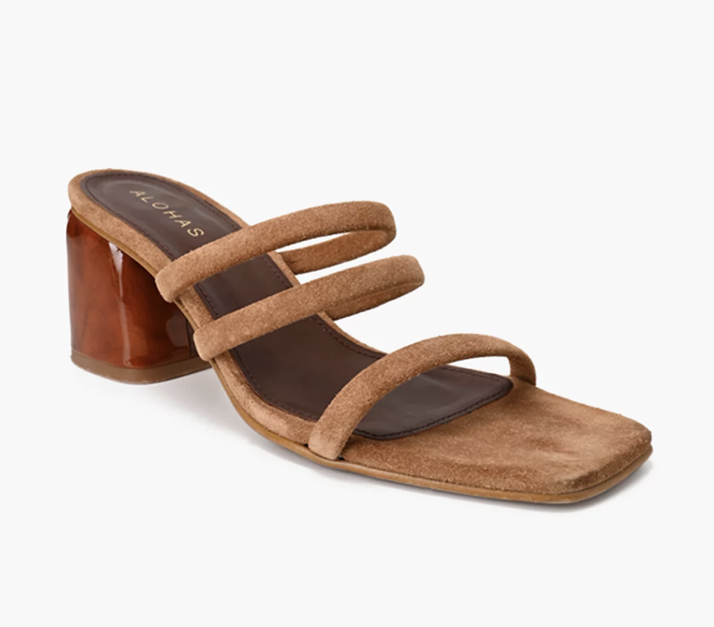 Alohas Suede Indiana Block-Heel Sandals