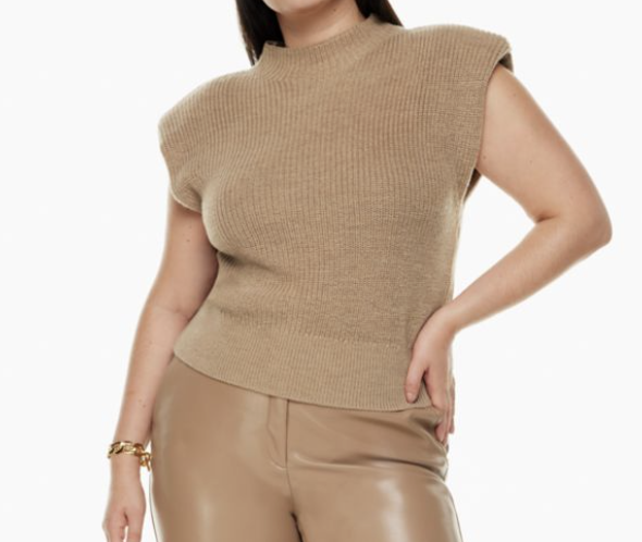 Aritzia Babaton Hazlitt Sweater Vest in Gold Camel