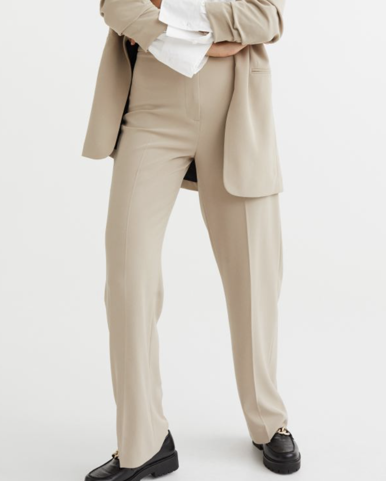 H&amp;M Wide-Cut Pants in Light Beige