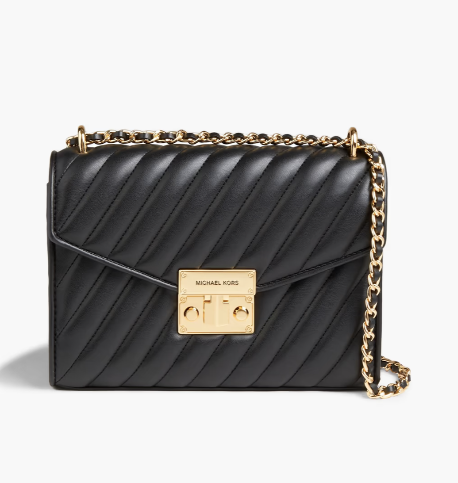 Michael Kors Quilted Faux Leather Shoulder Bag in Black