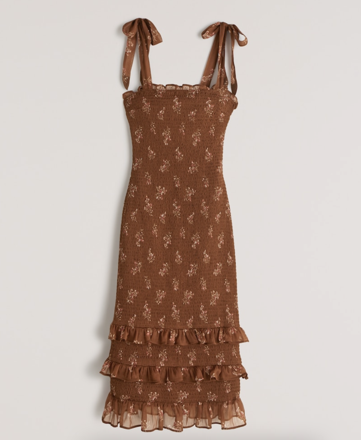 Abercrombie &amp; Fitch Tie-Strap Smocked Midi Dress