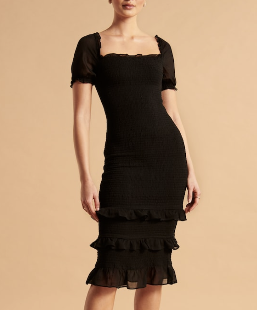 Abercrombie and Fitch Smocked Midi Dress