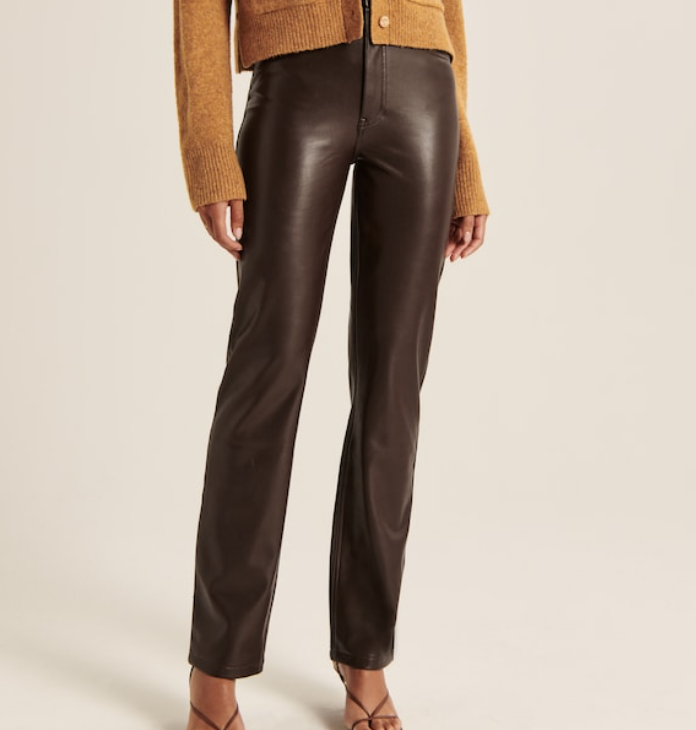Abercrombie Women's Vegan Leather 90s Straight Pants 