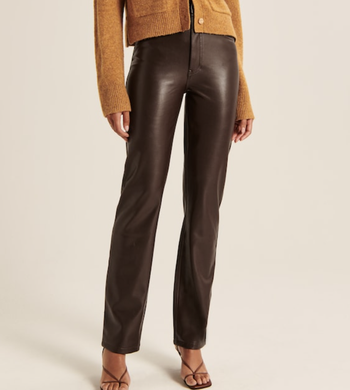 Abercrombie Women's Vegan Leather 90s Straight Pants