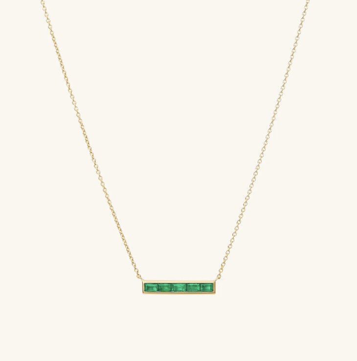 Mejuri Baguette Emerald Bar Necklace