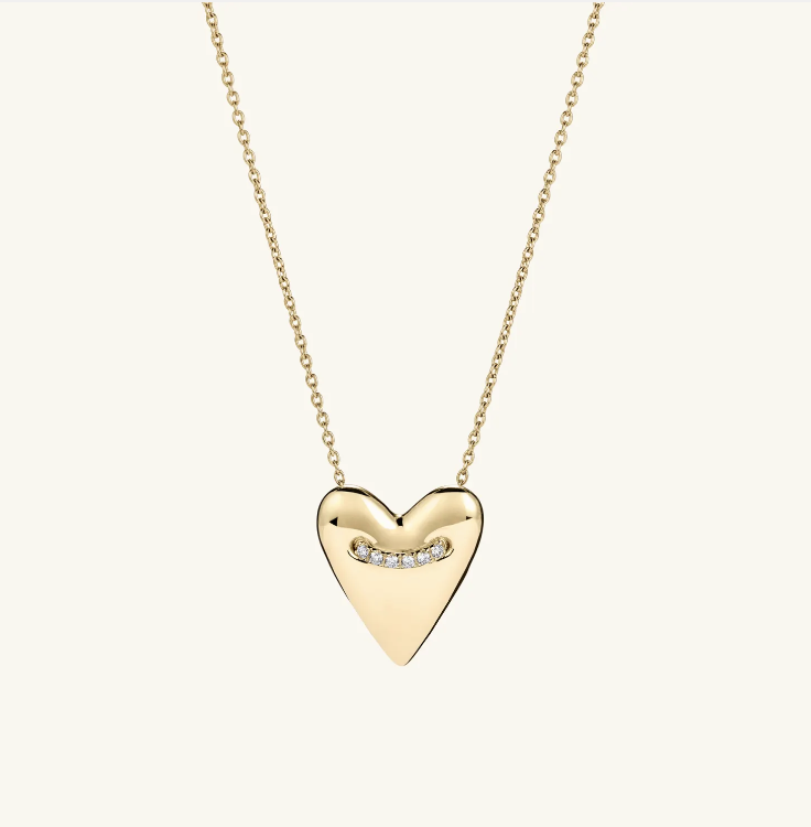 Mejuri Heart Pave Diamond Large Pendant Necklace
